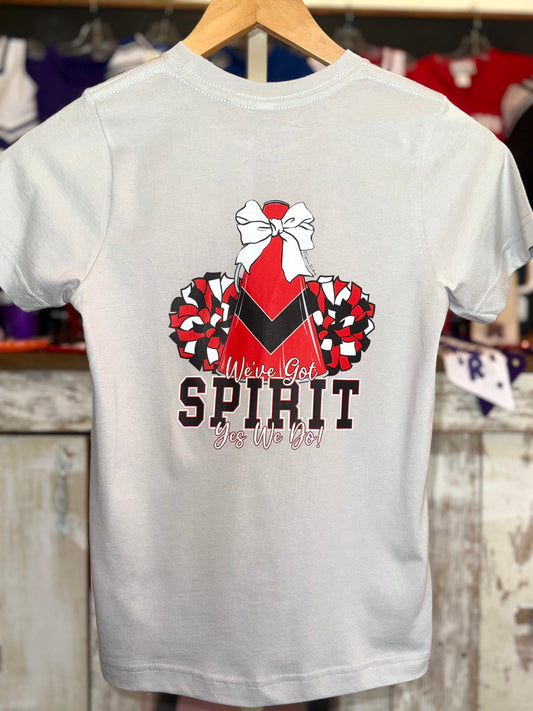 Grey & Red We've Got Spirit Coquette Megaphone Tee