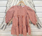 RuffleButts Rust Gingham Tiered Dress