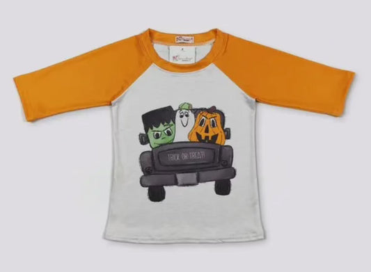 Clover Cottage Trick or Treat Truck Boy Raglan