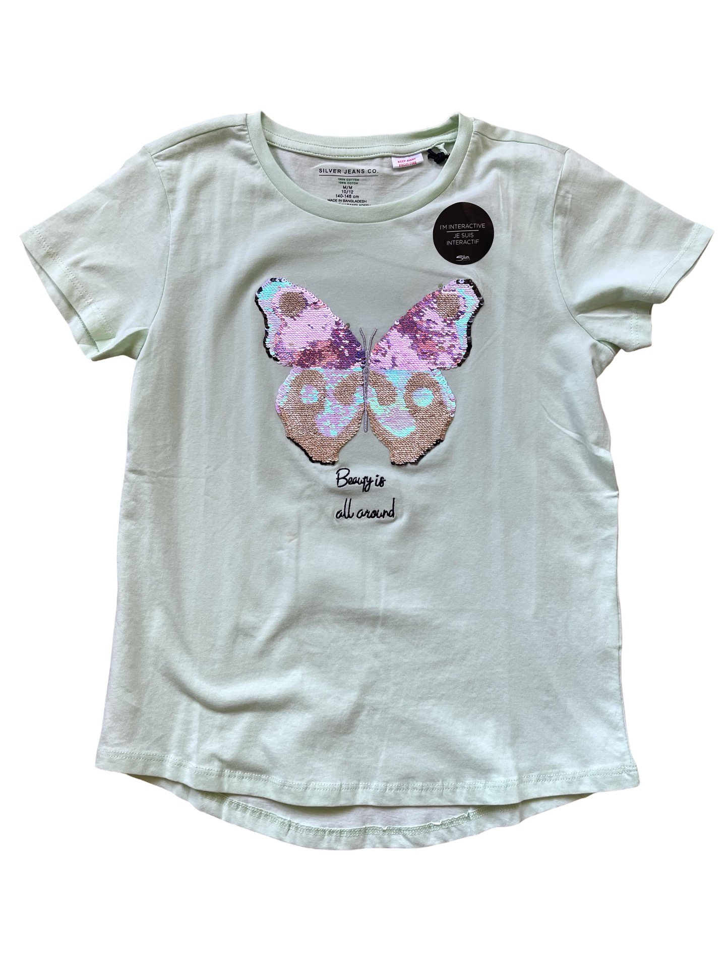 Silver Jean "Beauty Is All Around" Butterfly Shirt