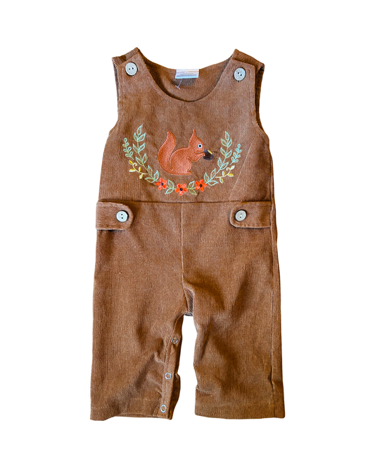 Boys Brown Velvet Thanksgiving Jonjons with Squirrel