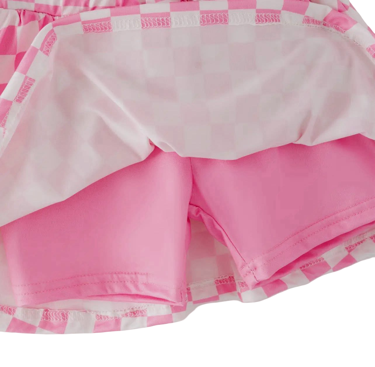 Girls Pink Checkered Gym Set