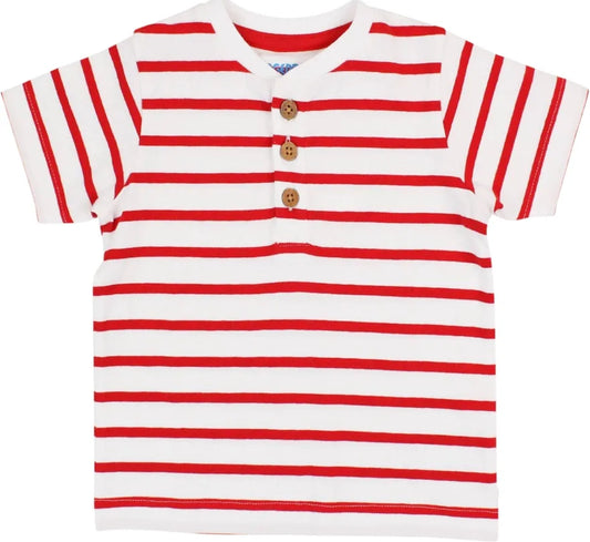 RuggedButts Red & White Short Sleeve Henley Top
