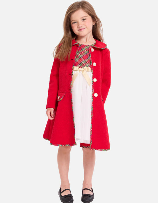 Bonnie Jean Kennedy Plaid Red Jacket & Dress Set