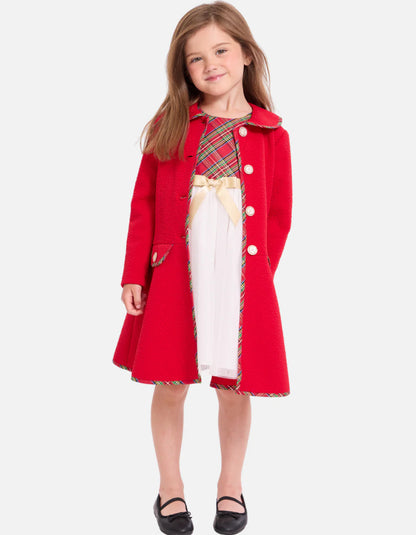 Bonnie Jean Kennedy Plaid Red Jacket & Dress Set