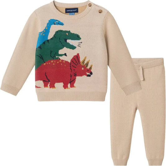 Andy&Evan Dinosaur Sweater & Pants Set