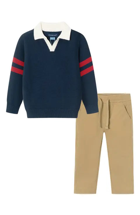 Andy&Evan Navy & Khaki Pants Set