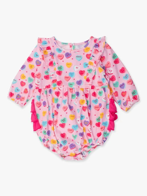 RuffleButts Valentines Be Mine Romper