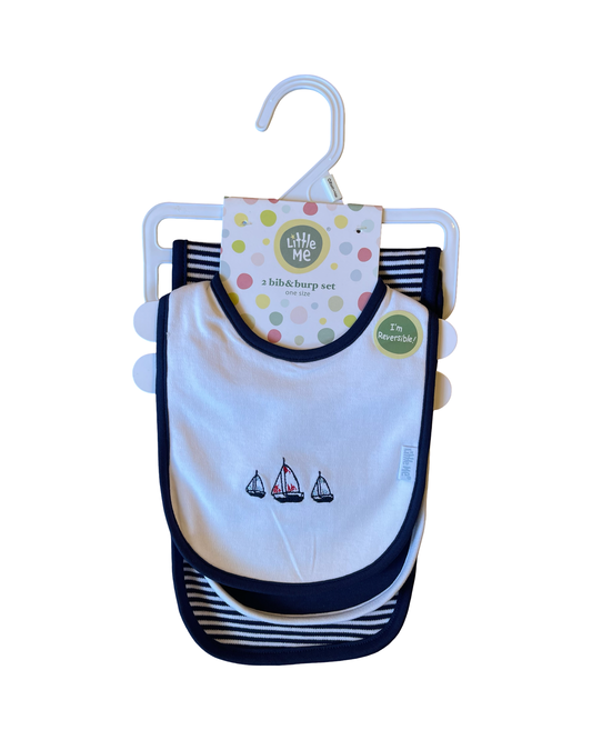 Little Me 2 bib&burp Sailboat Set