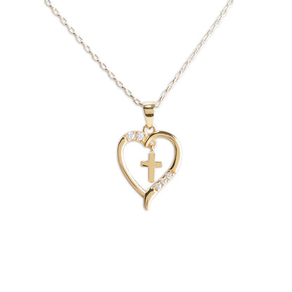 Cherished Moments Dancing Cross Gold Necklace