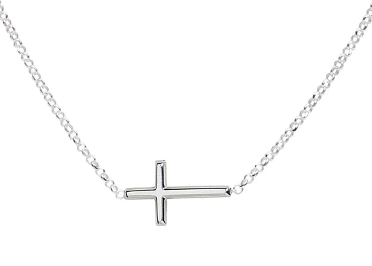 Cherished Moments Silver Horizontal Cross Necklace