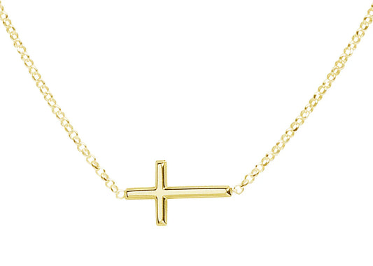 Cherished Moments Gold Horizontal Cross Necklace