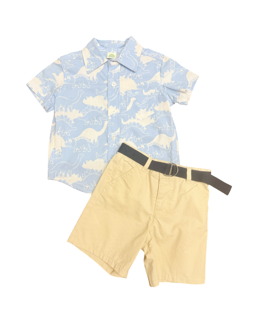 Little Me Boys Dinosaur Woven Shorts Set