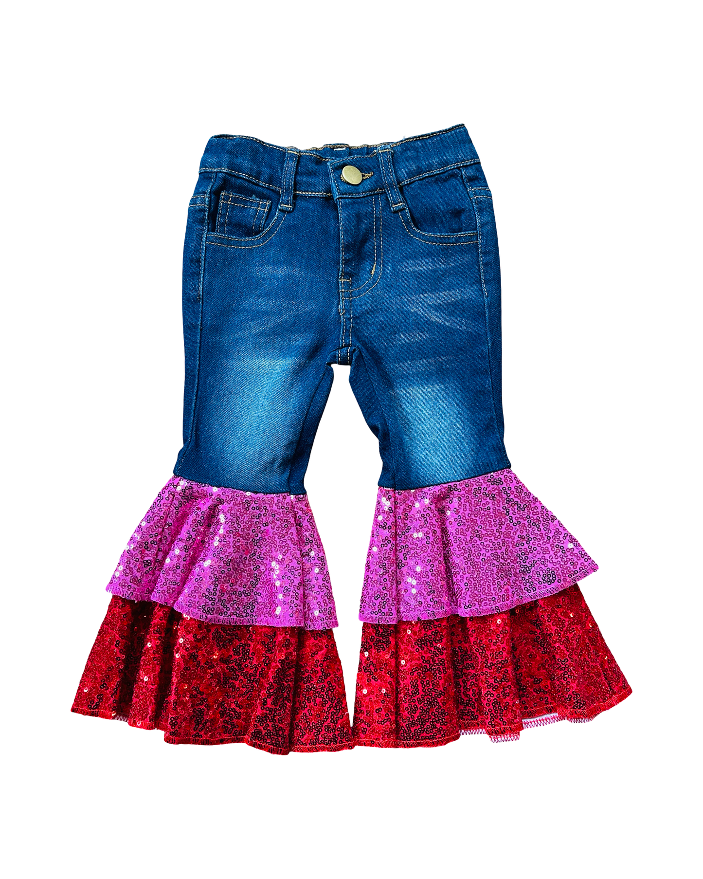 Bell Bottoms with Red & Pink Sequin Ruffles