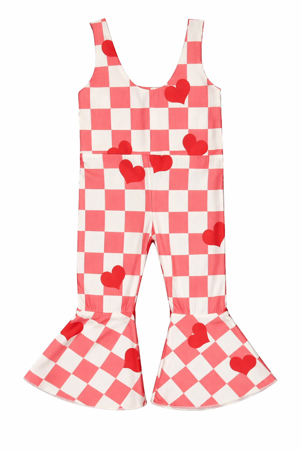 Girls Checkered Heart Valentines Overalls