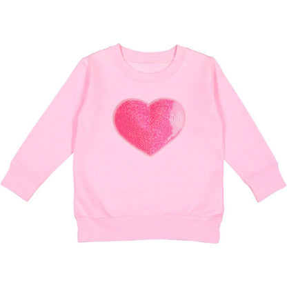 Sweet Wink Sequin Heart Patched Valentine Sweatshirt