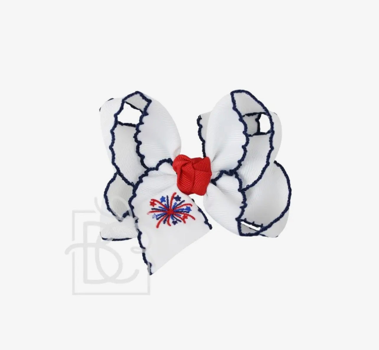 Fourth of July Embroidered Fireworks 5.5" Alligator Clip Bow