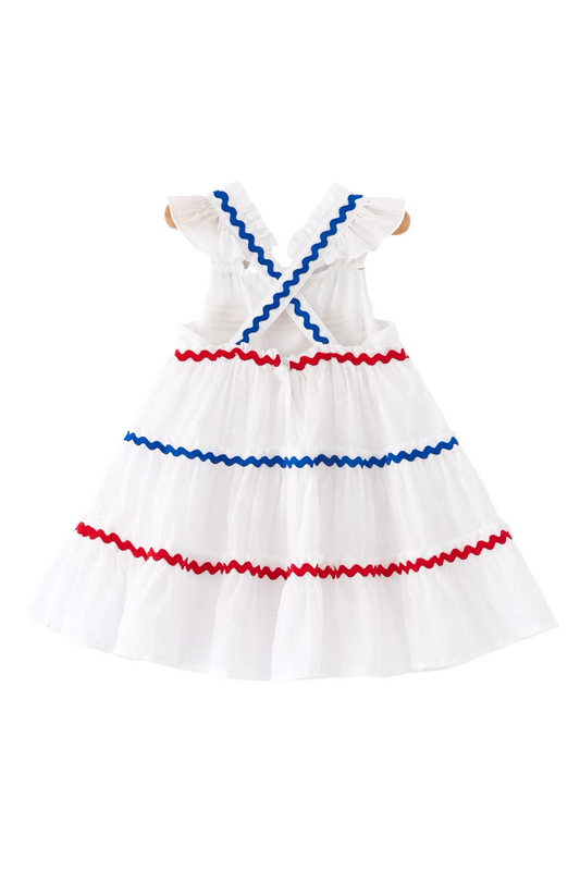 Rylee Faith Fourth of July Flag Tiered Ruffle Dress