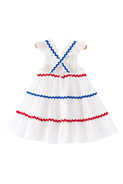 Rylee Faith Fourth of July Flag Tiered Ruffle Dress