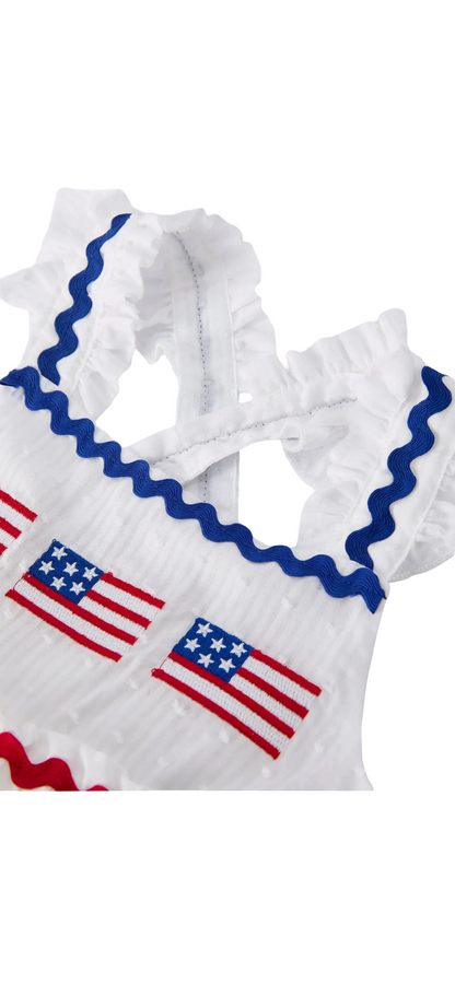 Rylee Faith Fourth of July Flag Tiered Ruffle Dress