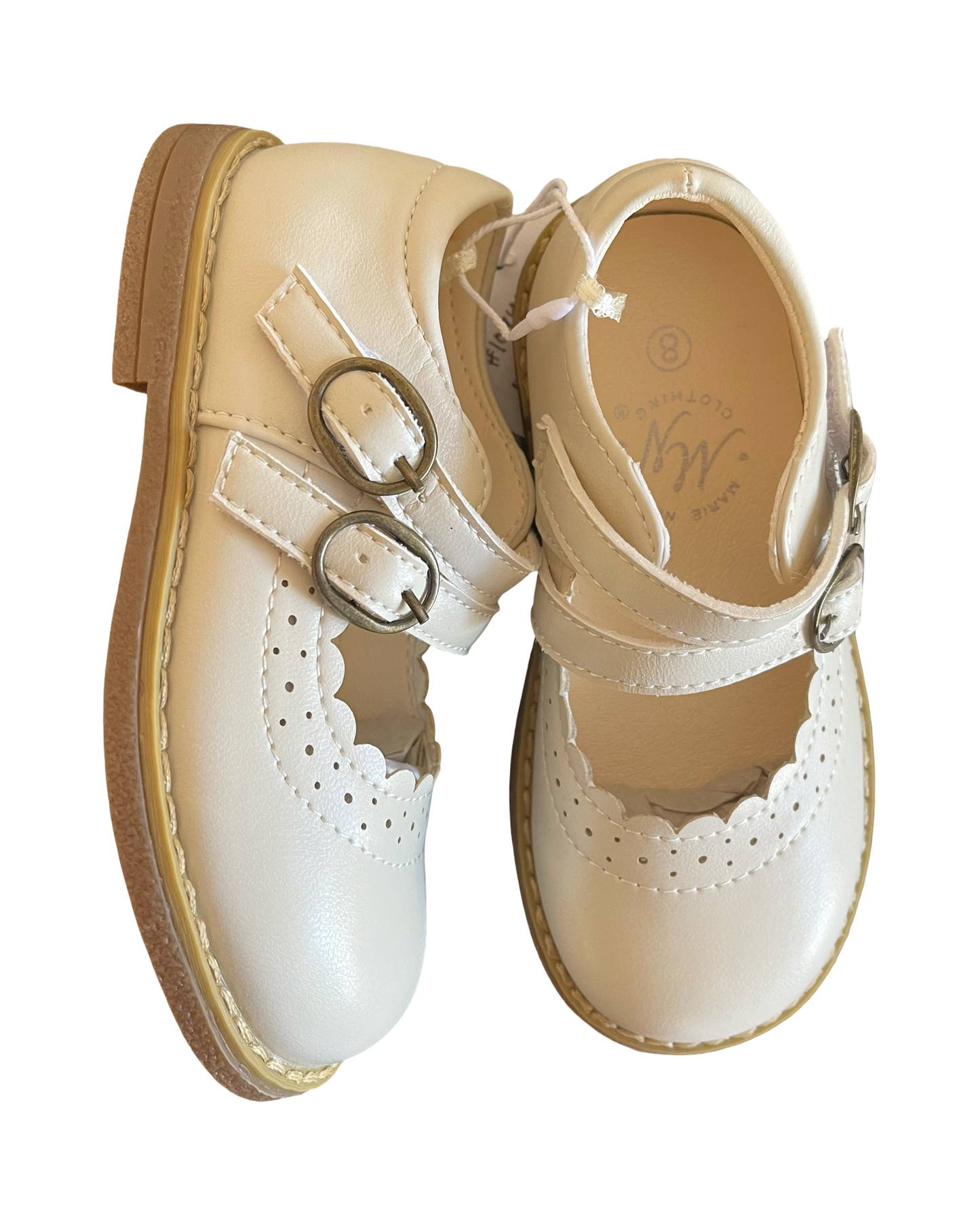 White Double Strap Mary Jane Shoes