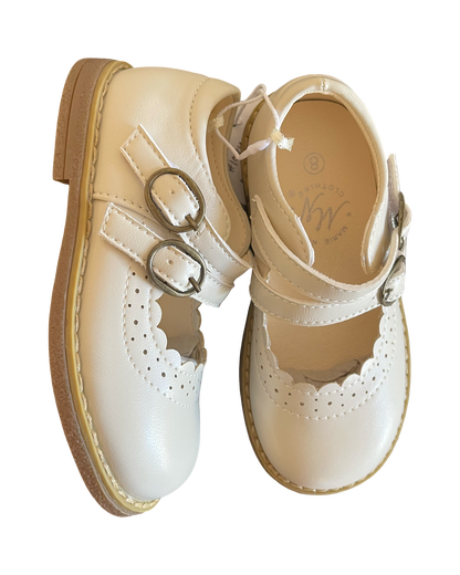 White Double Strap Mary Jane Shoes