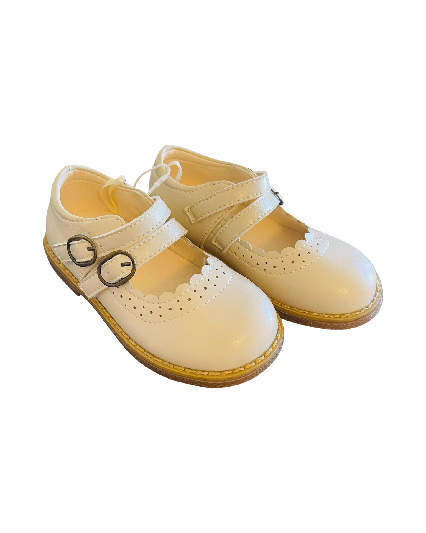 White Double Strap Mary Jane Shoes