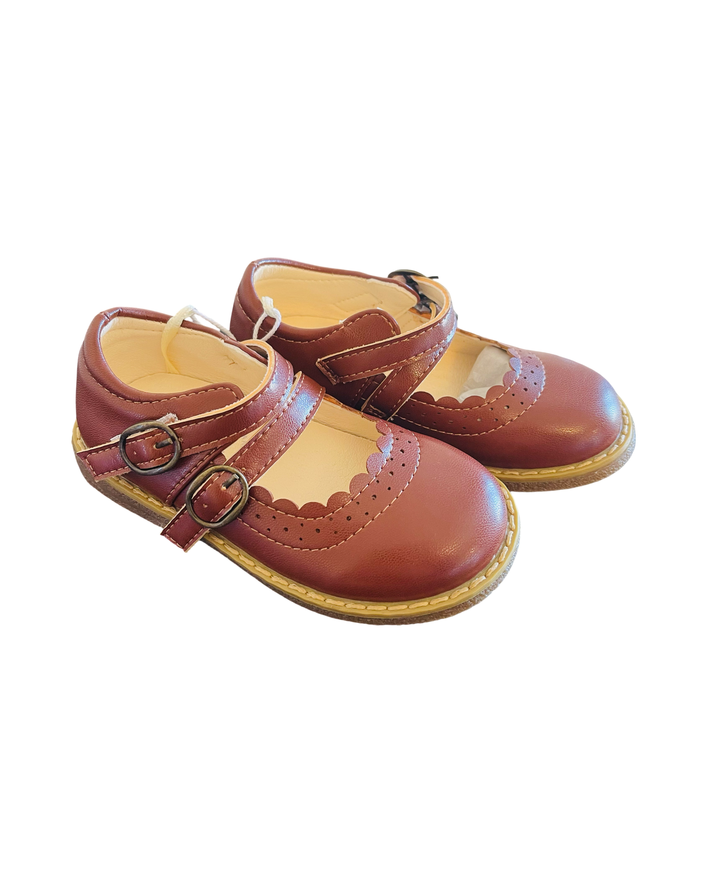 Brown Double Strap Mary Jane Shoes