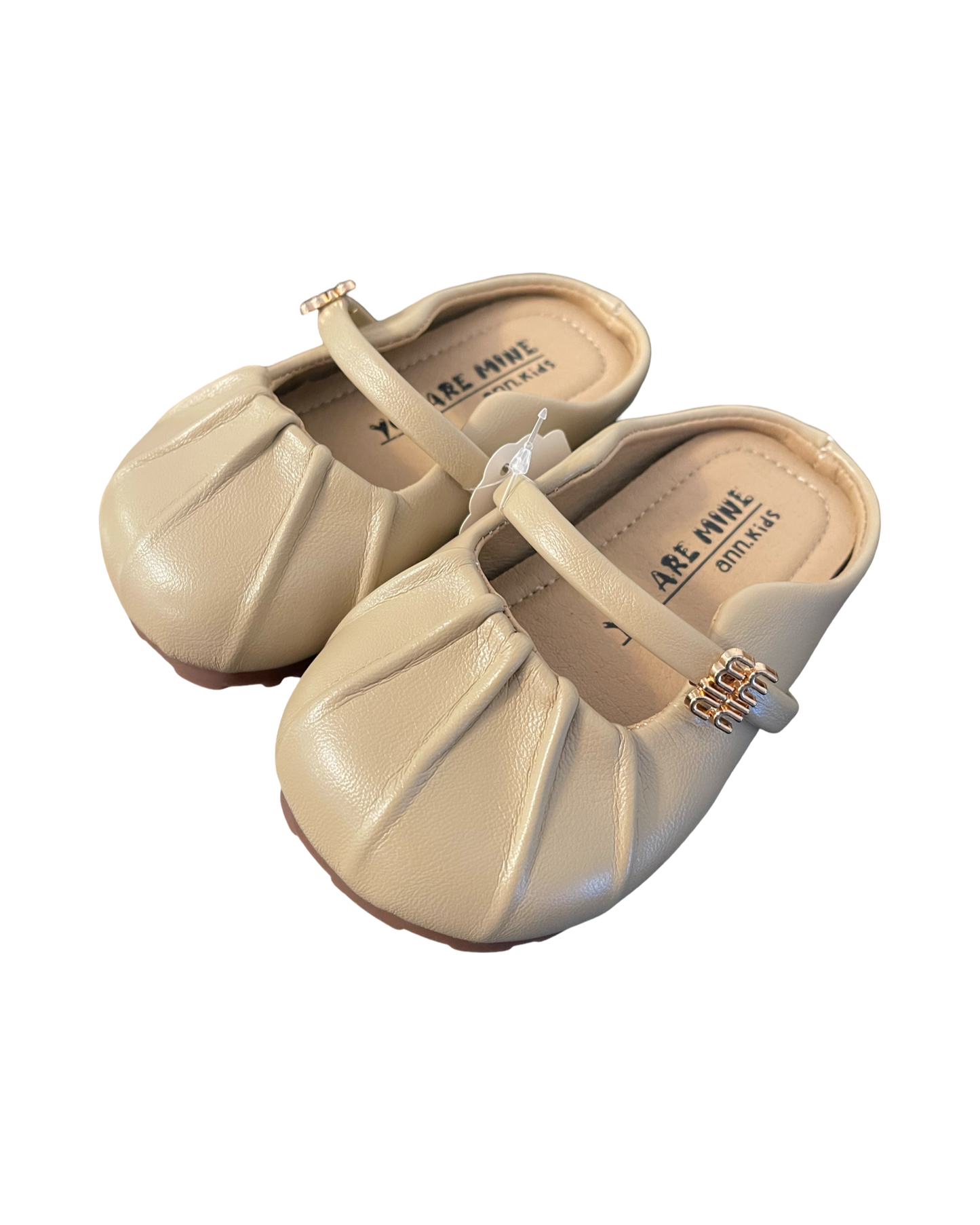 Brown Pleated Round Toe Flats
