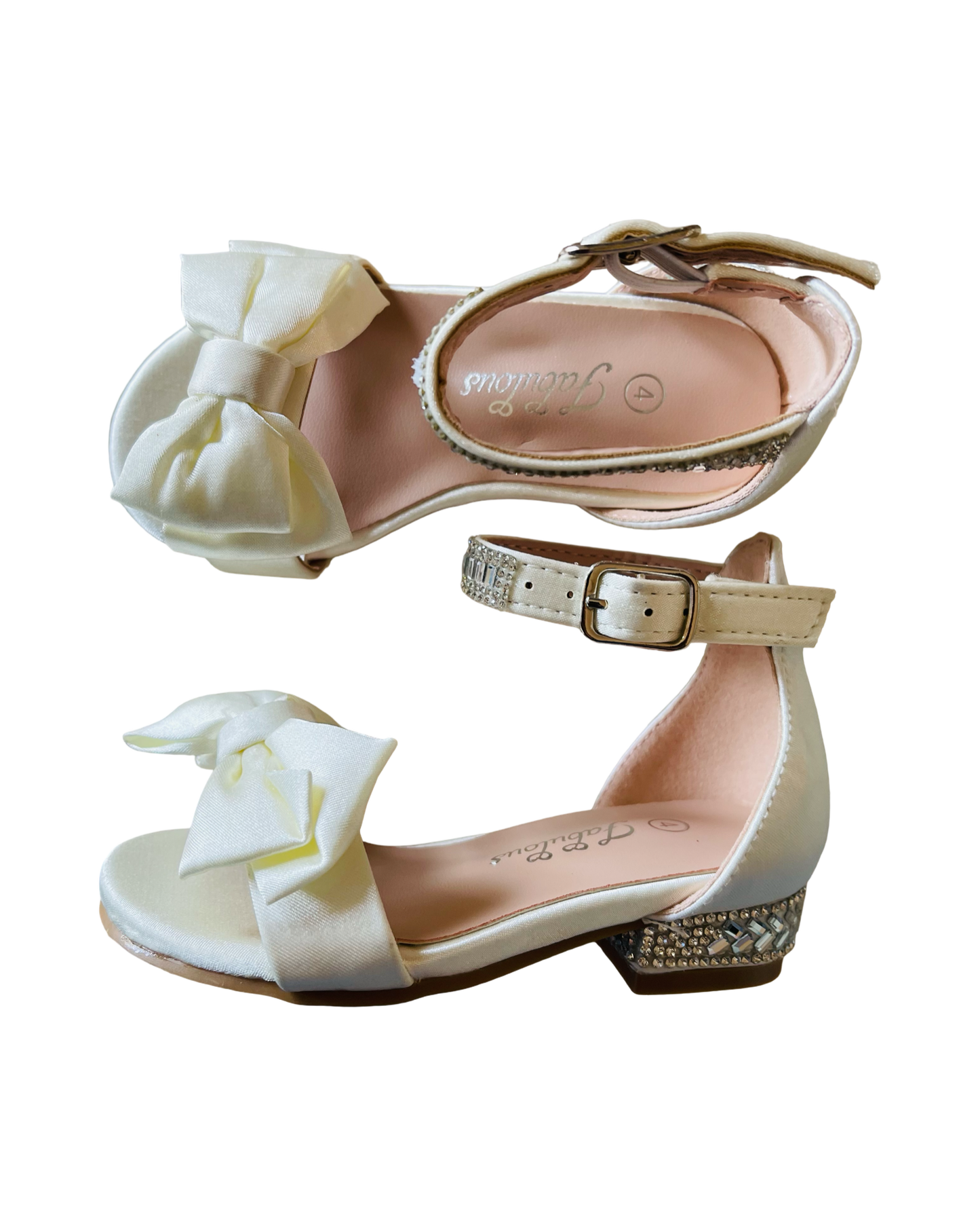 Off White One Strap Heels With Bow