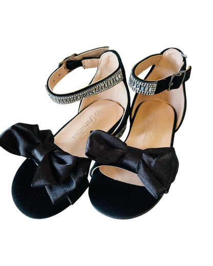Black One Strap Heels With Bow