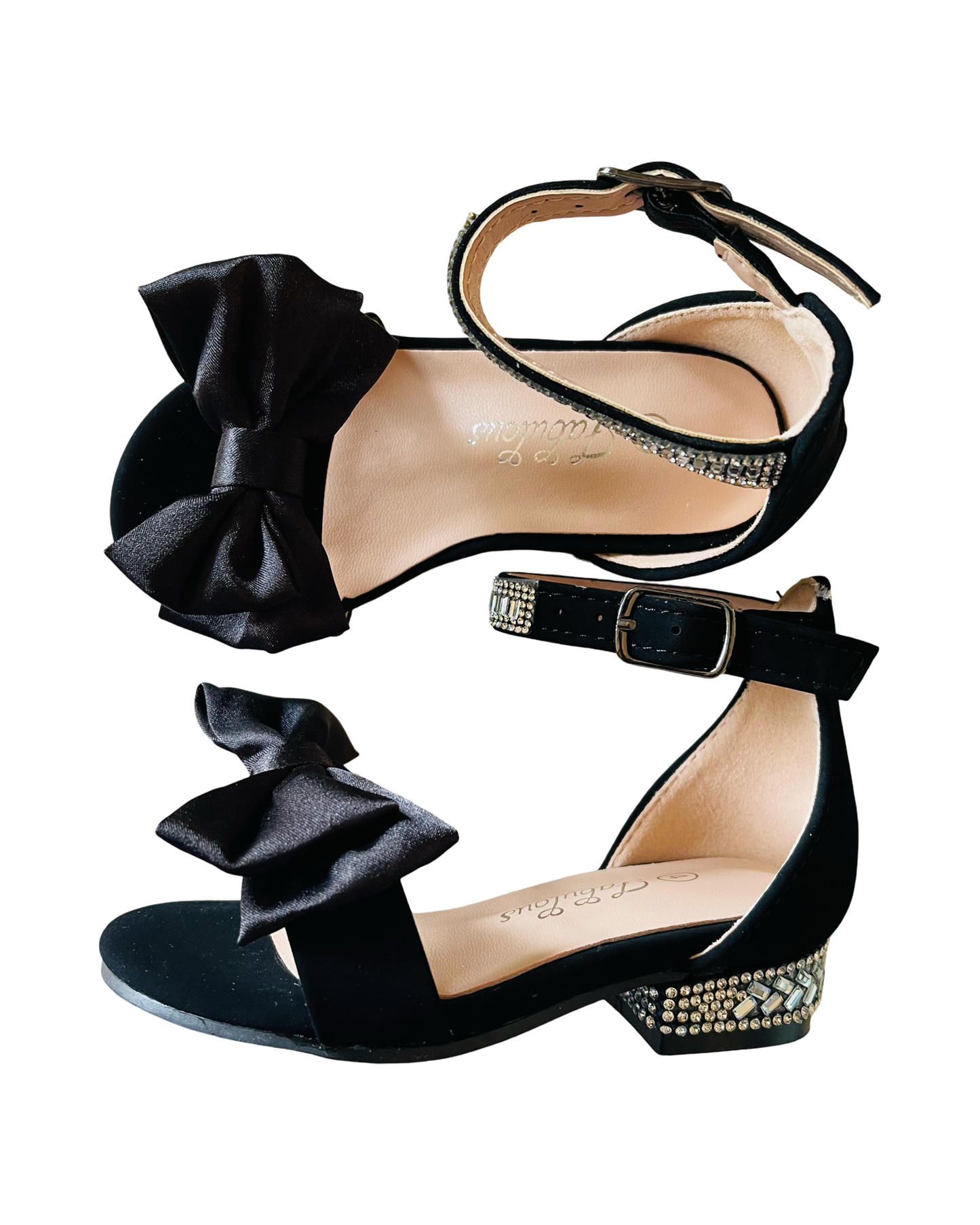 Black One Strap Heels With Bow
