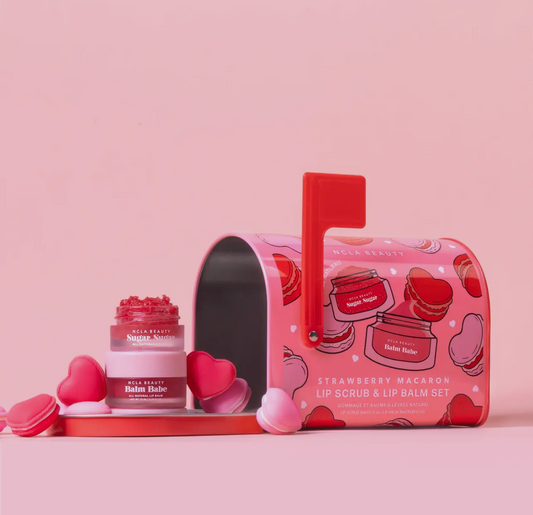 Girls Strawberry Macaron Lip Care Set