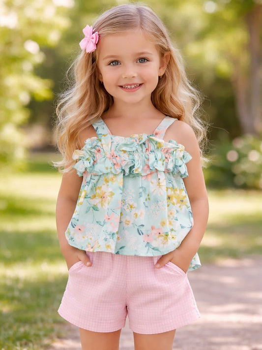 Bonnie Jean Spring Big Ruffle Shorts Set