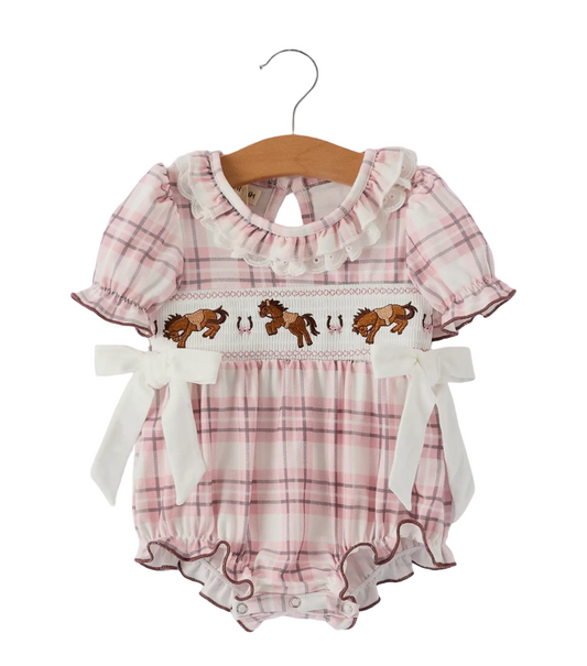 Presley Odom Registry Horse Embroidered Smocked Romper