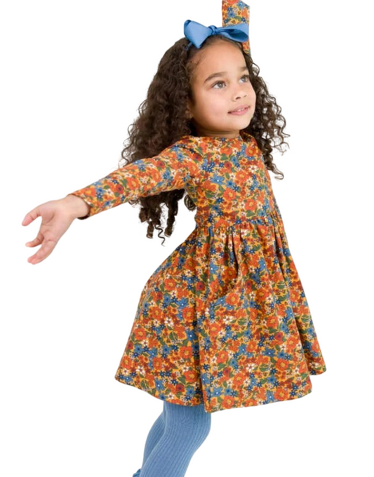 Ruffle Butts Golden Harvest LS Twirl Dress