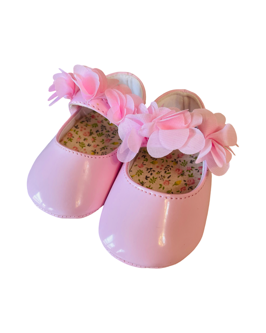 Baby Deer Pink Shoes with Flowers