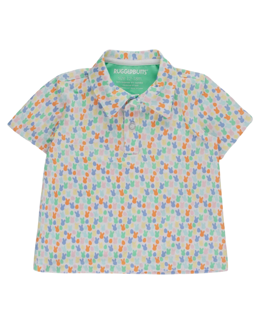 RuggedButts Boys Easter Hoppy Eggs Short Sleeve Performance Polo Tee