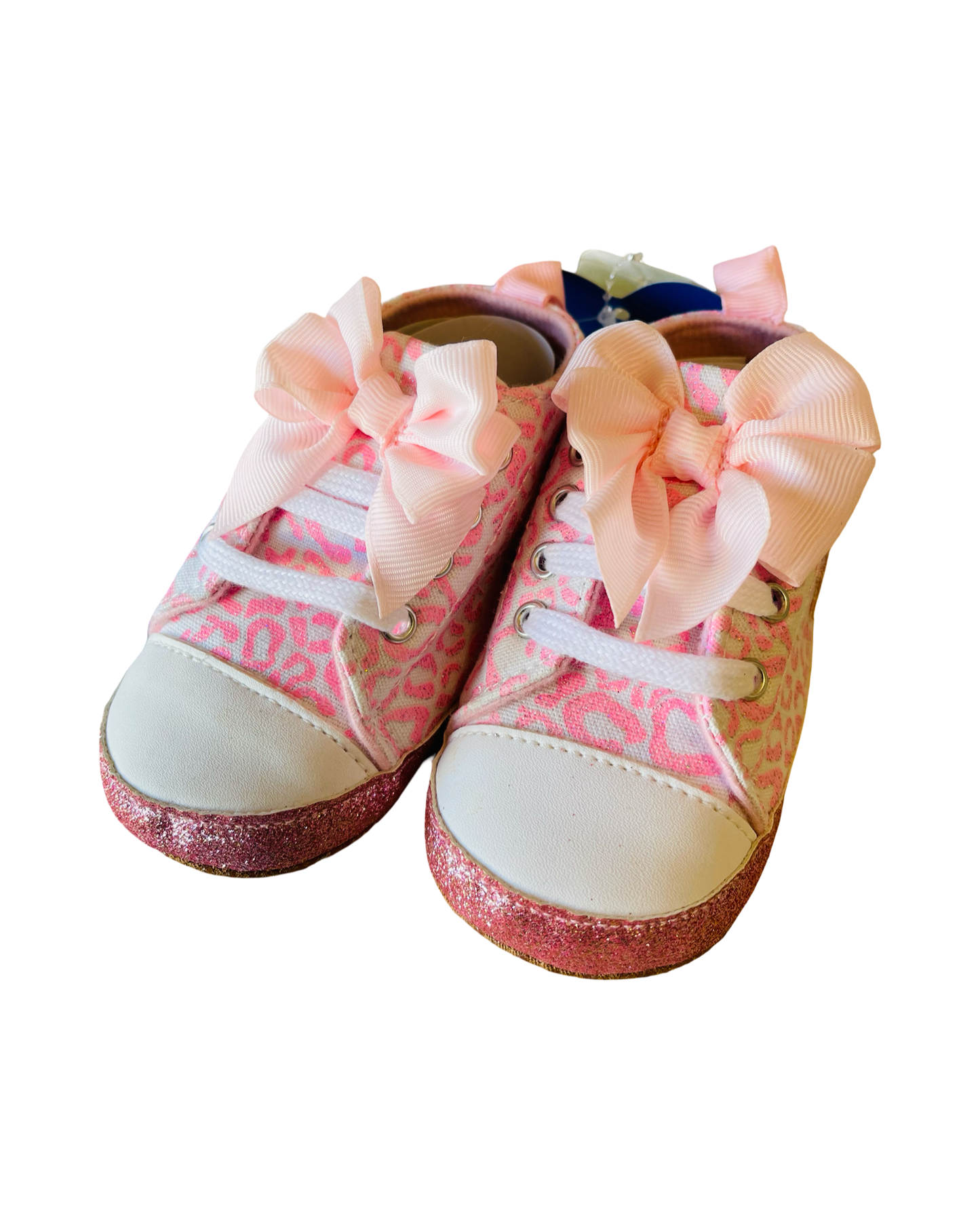 Pink Leopard Sneakers with Pink Bow