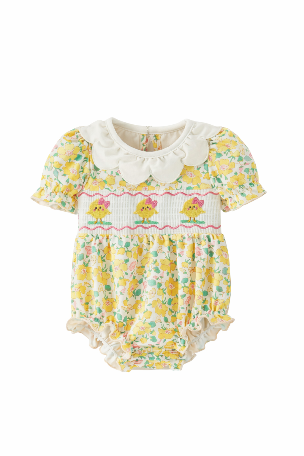 Easter Yellow Chick Embroidered romper