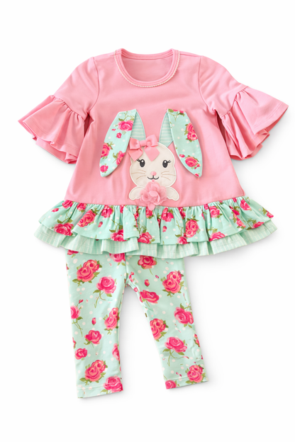 Bonnie Jean Peachy Floral Bunny Ears Set