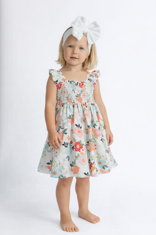Elle & Mily Cottage Blooms Smocked Twirl Dress
