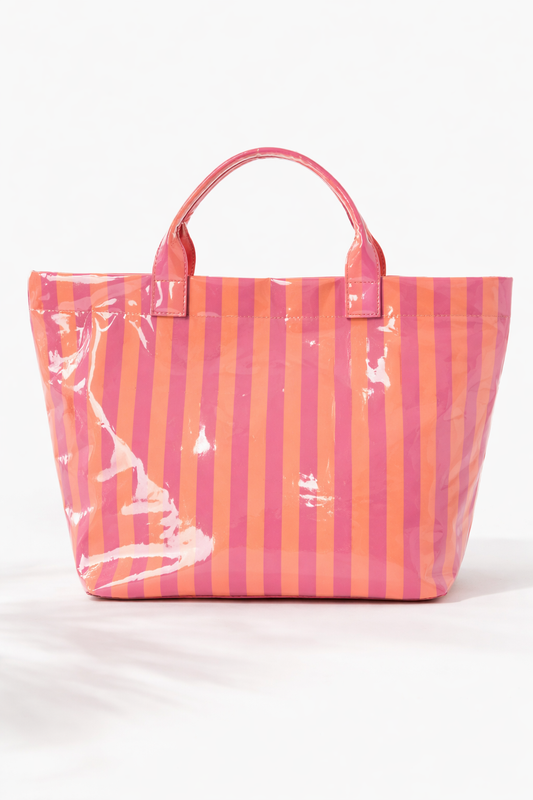 Josslyn Large Striped Vinyl Tote Bag