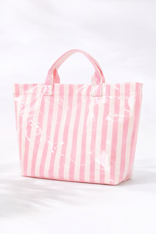 Josslyn Large Striped Vinyl Tote Bag