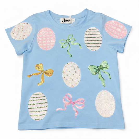 SeersuckerJOEY LLC Sequin Eggs and Bows Tee