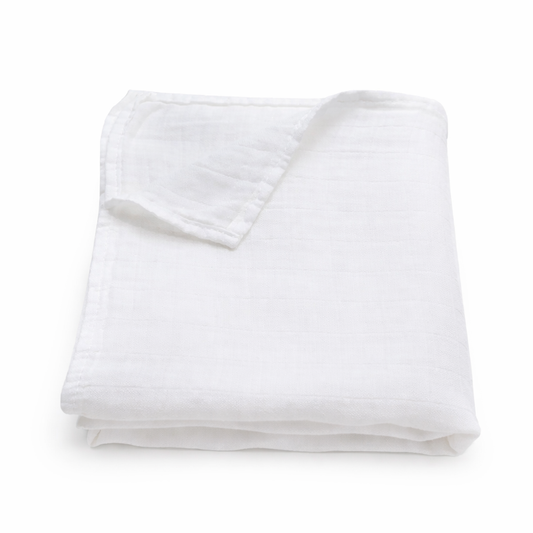 Baby Campbell Registry Pure White Bamboo Muslin Swaddle Blanket