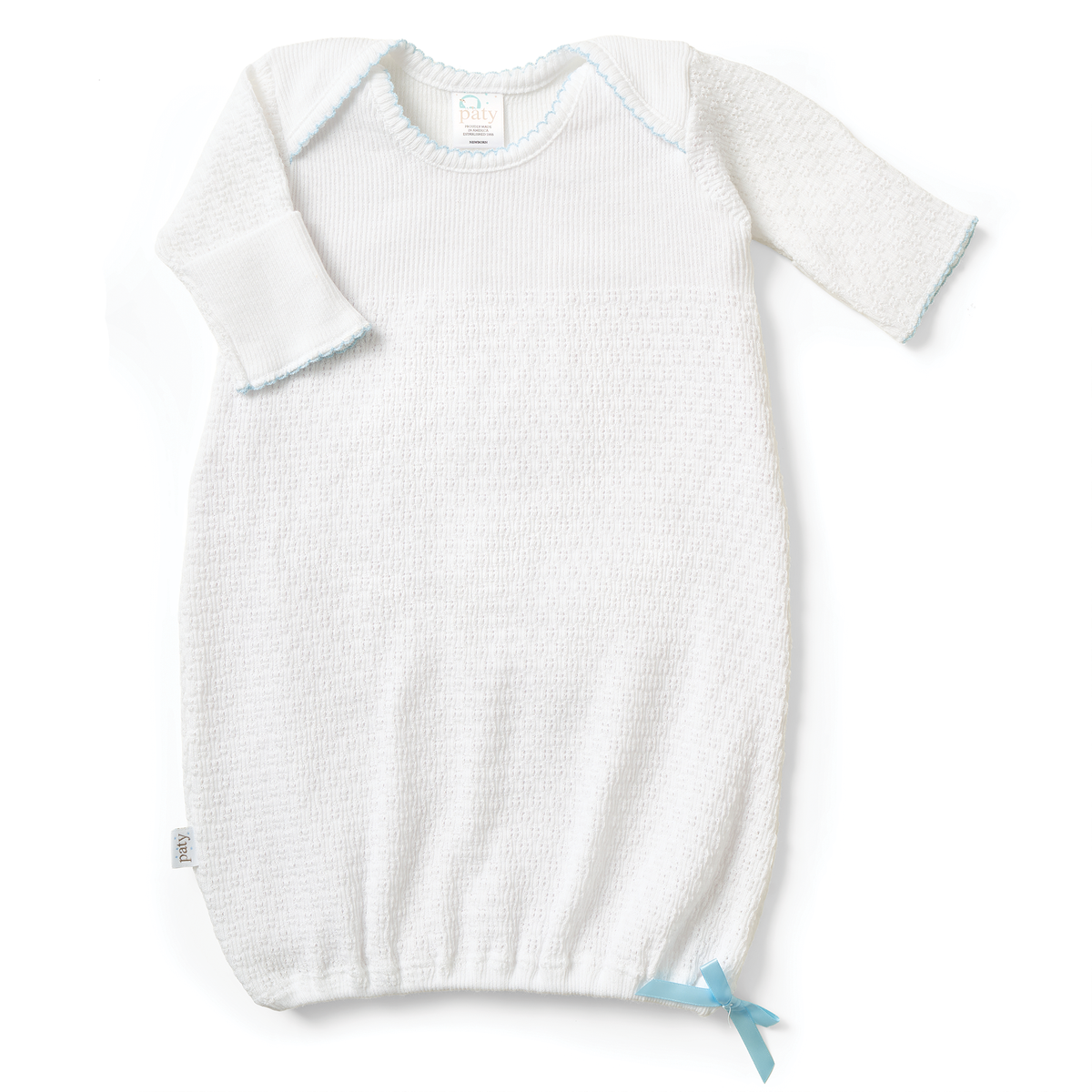 Tucker Lewis Gibbo Registry PatyKnit™ Overlap Shoulder Gown: No Bow / Preemie / Blue