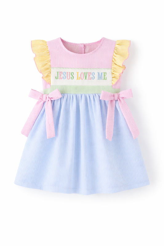 Baby May Registry “Jesus Loves Me” Embroidered Dress