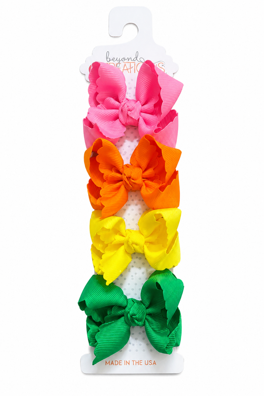 BC Scalloped Mini Bow Clip 4PK