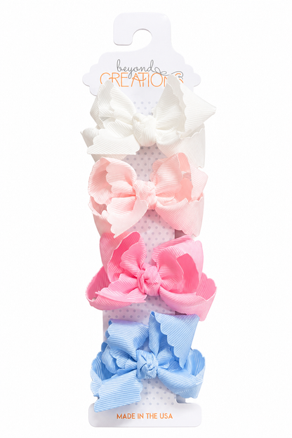 Beyond Creations 4PK Scalloped Mini Clip Bows